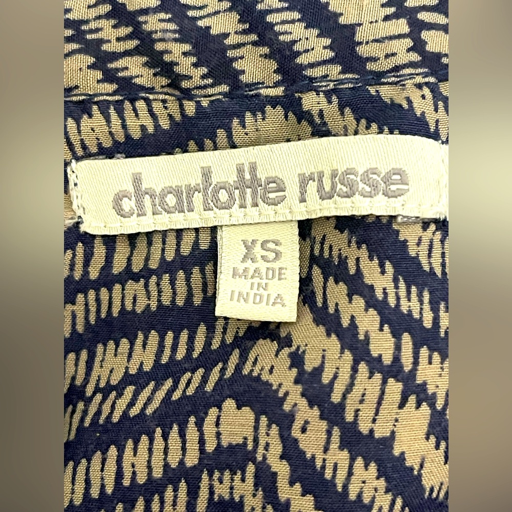 “CHARLOTTE RUSSE” LADIES BLUE & TAN BUTTON-UP DRESS, SIZE XS - Picture 3 of 4
